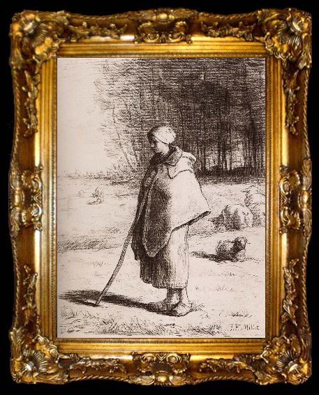 framed  Jean Francois Millet Shepherdess, ta009-2